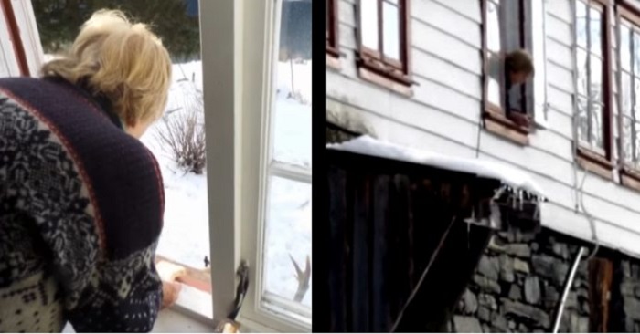 Hennes man dog plötsligt. Då tittar änkan ut genom fönstret och ser sin nya bästa vän!